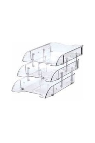 Evrak Rafı 3 Lü-hareketli-mafsallı-şeffaf