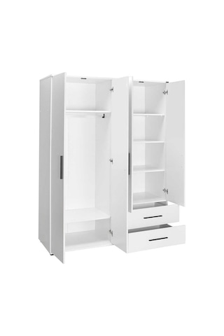 White 4 Kapaklı 2 Çekmeceli Gardırop-mat Beyaz 137x187x52 Cm Gxyxd