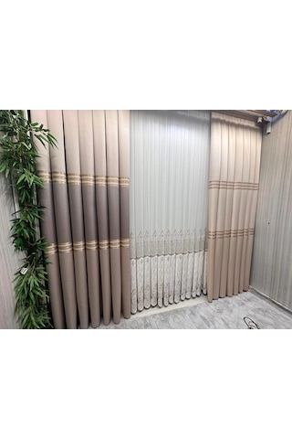 Mızraklı Ft632256 V-5202 Vizon 1/3 Sık Pile Fon Perde Apm