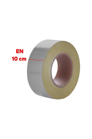 Badem10 Metalize Gri Renk Düz Desensiz En 10 Cm 1 Mt İkaz Bandı Reflektif Gece Parlayan Reflektörlü Bant