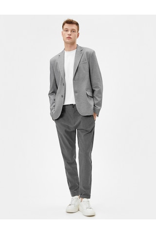 Koton Blazer Ceket Slim Fit Düğmeli Cep Detaylı Gri Desenli 4sam50007hk Gri