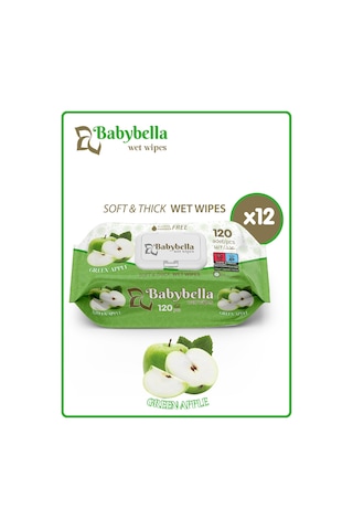 Babybella Apple Islak Mendil 120 Yaprak 12'li Set