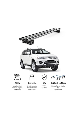 Pençe Mitsubishi Pajero 2009-2016 Uyumlu Gri Ara Atkı 109cm Port Bagaj Tavan Barı