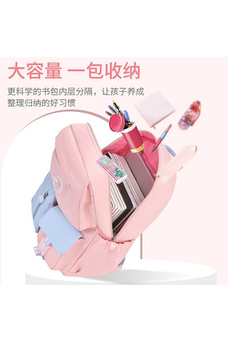 Xindoker 1-6.sınıf Öğrenci Çanta Su Geçirmez Hafif Bel Ağrısı Azaltıcı Omuz Çantası 318 Pembe-mavi Büyük Boy + Ders Çantası Pembe