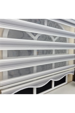 Storburada Gri Renk Geçişli Zebra Stor Perde Etek Dilimli Gri