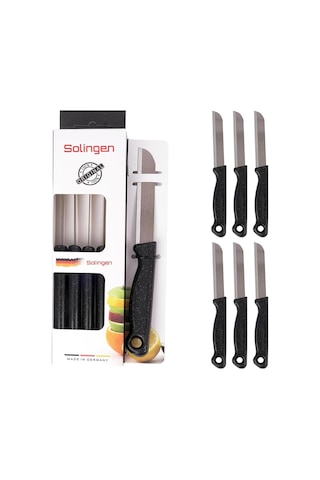 Solingen Germany Simli Meyve Bıçağı 6'lı Siyah Soyma Doğrama Dilimleme