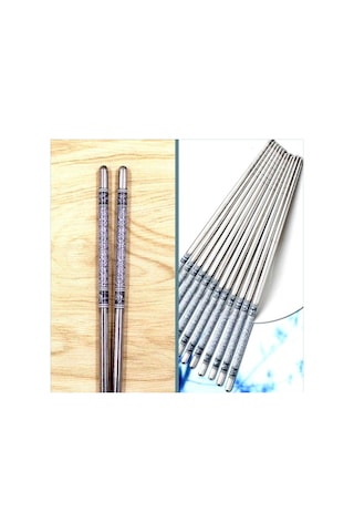 Omeniv İki Çift (4) Bleu Blanc Metal Chopstick Set Sushi Noodle