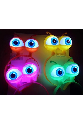 Rengarenk 3 Farklı Fonksiyonda Yanan Led Işıklı Uzaylı Göz Taç 1 Adet 18x12 Cm "