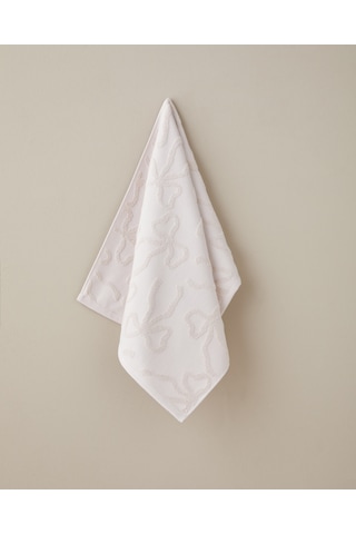 English Home Romance Ribbon Pamuk Jakarlı Yüz Havlusu 50x80 Cm Pudra