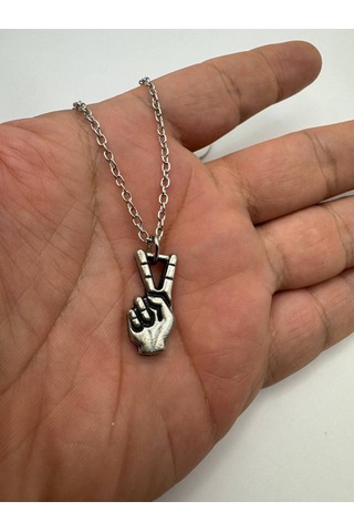 Barış Peace El İşareti Figürlü Unisex Kolye Sevgi, Umut Ve Özgürlük Simgesi Çok renkli