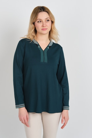 Detay Triko Kadın V Yaka Ve Yakası Taş Detaylı Uzun Kollu Anne Bluz 5711 Zümrüt Zümrüt