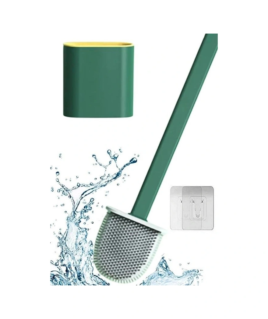 Duvara Monte Edilebilir Kapaklı Askılı Klozet Yumuşak Silikon Başlıklı Tuvalet Fırçası Seti 1 Battery