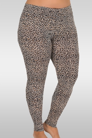 Polkan Bayan Tayt Leopar Desen Büyük Beden 129 Kahverengi