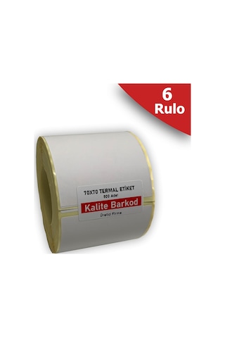 70X70 Termal Etiket 6 Rulo Barkod Etiketi Kalite Barkod 70X70 Termal Etiket 6 Rulo Barkod Etiketi Kalite Barkod