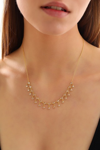 925 Ayar Gümüş Sallantlı Tamtur Kolye Altın