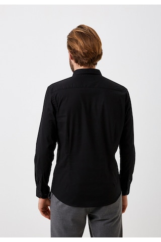 Erkek Gömlek Uzun Kol Siyah Slim Fit Ncs Jeans 7821 Siyah
