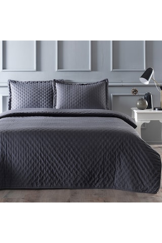 Linens Gardenia Çift Kişilik Yatak Örtüsü Seti Antrasit