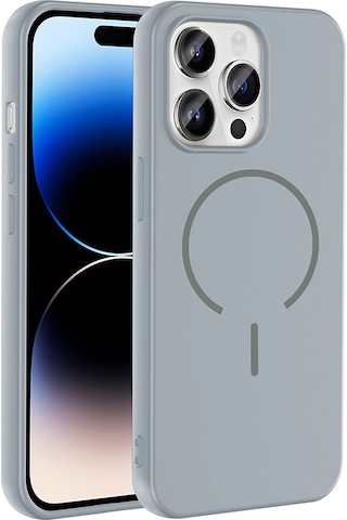 Apple Uyumlu iPhone 14 Pro Max Kılıf M-safe Şarj Özellikli Mkst Meta Kapak - Mürdüm Mürdüm