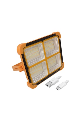 Güneş Enerjili İkaz Lambalı Portatif Led Projektör 100 Watt