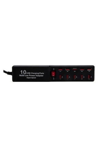 Büro Ev Ofis Yazlık İçin 10 Portlu Seyahat Tipi Usb Şarj Adaptörü