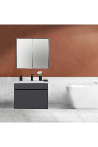 Sözcan Mobilya Dicle Tk. Asma Alt + Üst + Lavabo Antrasit 80 CM