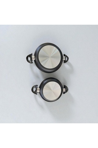 Enashop 2'li Teflon Tava Sahan Seti 20 Cm + 24 Cm Yanmaz Yapışmaz Yüzey Hafif Ve Pratik Kullanım Siyah