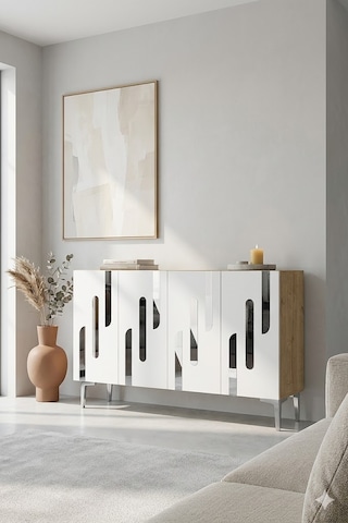 Ka1229dbs Ece Konsol Ve Tv Sehpası Safirmeşe -beyaz - Silver 120cm Safirmeşe-silver