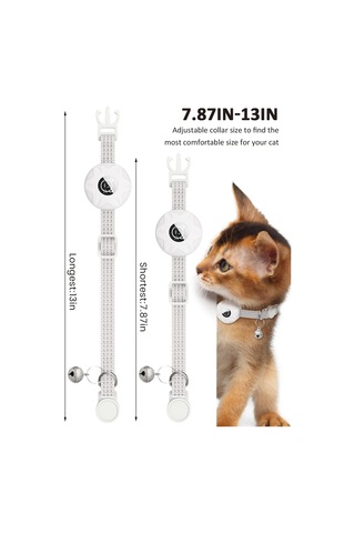 Geeroyoo Kedi İzleyici Airtag Kordonu Silikon Kılıf, Yansıtıcı Işıklı, Güvenli Kilitli, Ayarlanabilir Nylon Tasarım Beyaz