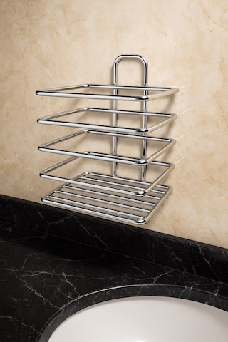 Krom Yapışkanlı Diş Fırçalık - Duvar Tipi, Çok Amaçlı Organizer - Paslanmaz Metal - Dş-01 Krom
