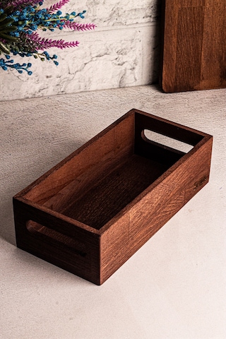 Bready - Ekmek Sepeti Kulplu Ekmeklik Sandık Kutusu 24,5 X 12 X 7cm Ahşap