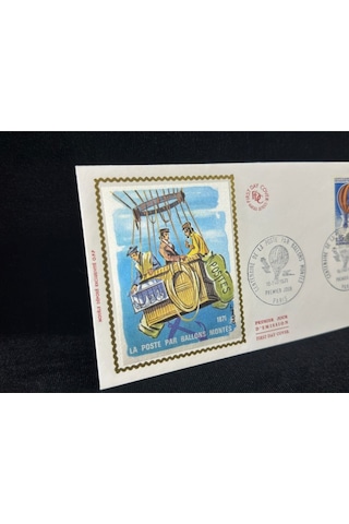 1971 Fransa İlk Gün Zarfı Sıcak Hava Balon Havacılık Temalı İpek Baskı France Fdc  Teşhir Ürün