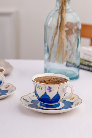 Emsan Kır Çiçekleri 2 Kişilik Kahve Fincan Takımı Mavi 80 Ml