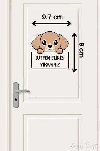Lütfen Elinizi Yıkayınız Sevimli Köpek Sticker Banyo Etiketi Standart