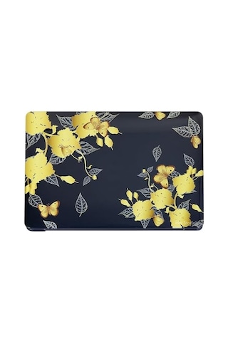 Macbook Air M1 Kılıfı 13.3 İnç A2337 A2179 A1932 Uyumlu Kristal Parlak Çiçek Desenli Sert Kapak Hard Case Koruyucu Kılıf Uv Baskılı Çizilme Önleyici Laptop Kılıfı Sarı