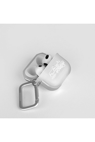Apple Uyumlu AirPods Pro 2 Kılıf Skinarma Transparan Mat Tasarım Kinzoku Kılıf Beyaz