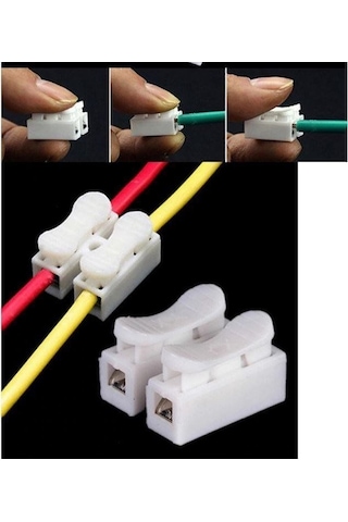 10 Adet - Mandallı Vidasız Klemens Basmalı Yaylı Tip 2 Li 2 Pin