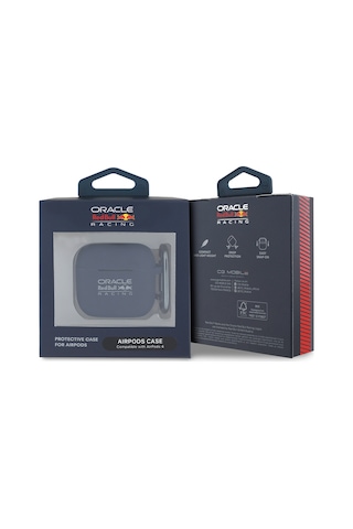 Airpods Uyumlu 4 Kılıf Redbull Lisanslı Baskı Logolu Askı Aparatlı Silikon Kapak Lacivert