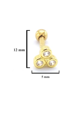 Ferizz Altın Kaplama Zirkon Taşlı Üç Top Piercing Prc-142 Altın