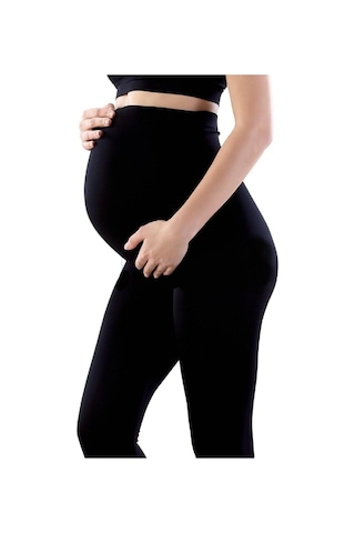 Kadın Hafif Korseli Siyah Bel Ayarlı Yumuşacık Hamile Taytı
