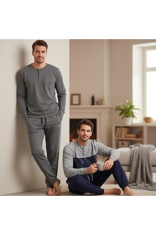 Bonbon Erkek Pamuklu Bohçalık Ve Çeyizlik 2 Adet 2'li Pijama Takımı Bb2478 Çok Renkli