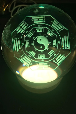 3d Led Işık Cam Küre Çok Renk Gece Lambası Yin Yan 8 Cm Mega Boy Çok Renkli