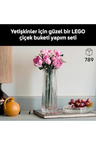 Pembe Gül Buketi 10374 - Yetişkinler İçin Tomurcuk Ve Açmış Olarak 12 Pembe Gül İle 4 Bahar Yıldızı Çiçeği İçeren Sevgililer Günü&apos Ne Özel Dekoratif Model Yapım Seti 789 Parça 20beyazcipso