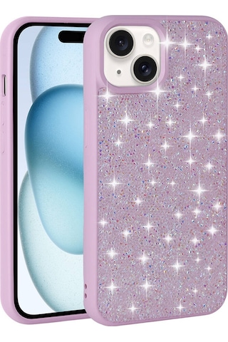 Apple Uyumlu iPhone 15 Plus Kılıf Parlak Taşlı Tasarım Zore Pırlanta Kapak Siyah