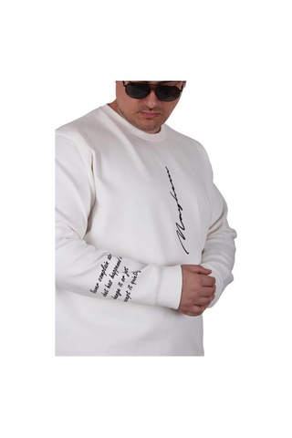 Starbattal Büyük Beden Bisiklet Yaka Sweat Double Face 25707 Ekru Ekru