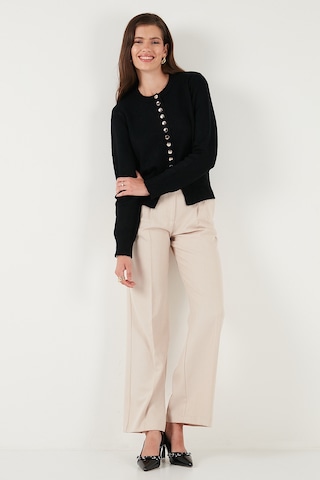 Lela Premium Comfort Fit Yuvarlak Yaka Crop Triko Bayan Hırka 680Hi00164 Siyah