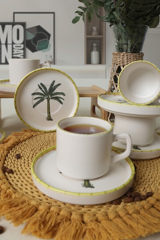 Keramika Palmiye Stackable Çay Takımı 12 Parça 6 Kişilik 22642 Çok Renkli
