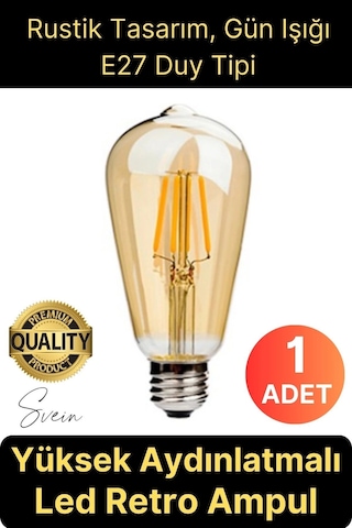 Cata Vintage Spiral Filament Blubs Rustik Retro Akkor Led Ampul Yüksek Işıklandırma Lamba Gün Işığı Çok Renkli