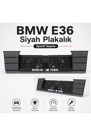 Bmw E36 Siyah Plakalık Born In M Town M Logolu Arka Plaka Altlığı Çerçevesi