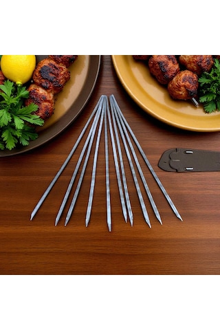 20 Adet Kuşbaşı Şişi 55 Cm ,et Mangal Yassı Şiş,barbekü Şişi