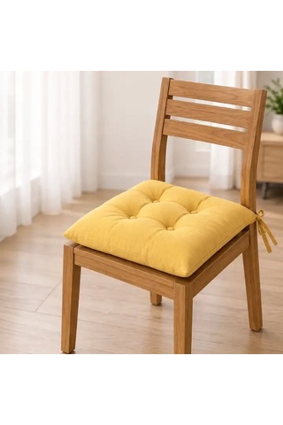 Bağcıklı Sandalye Minderi 40 40 4 Cm Hardal Çok Renkli